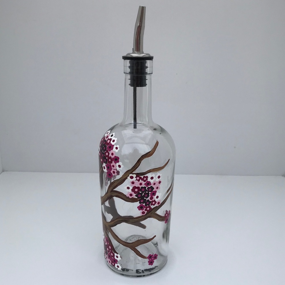 Soap Dispenser or Olive Oil Bottle Hand Painted